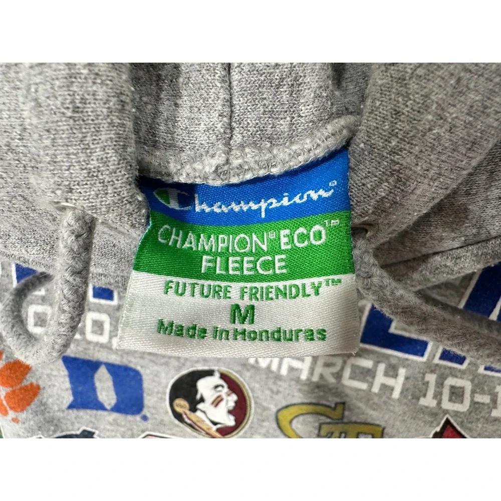 Champion ACC Tournament 2015 Basketball NC Mens Gray Hoodie Sweatshirt Size M‎
